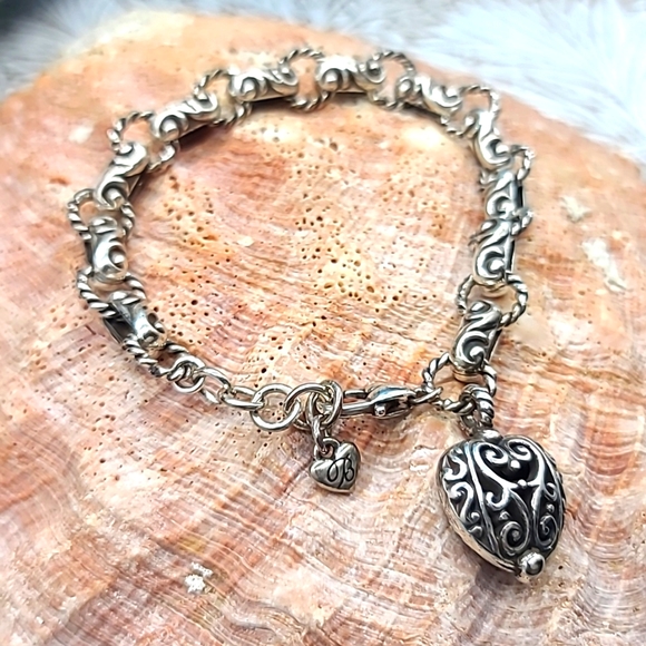 Brighton "BIBI SCROLL" Intricate Heart Charm bracelet ❤️ Bohemian and Beautiful! - Picture 3 of 10